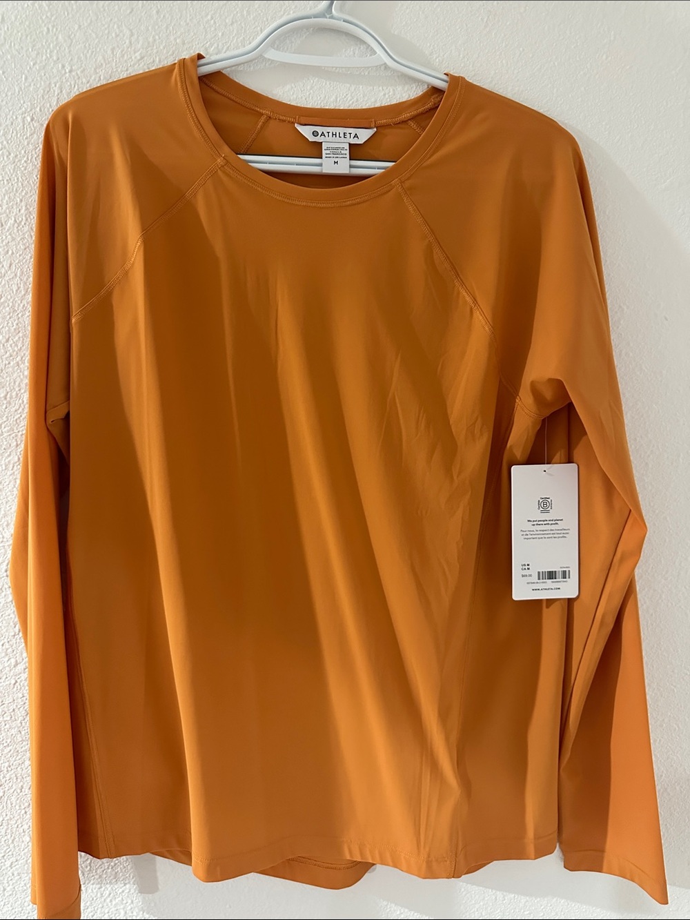 Athleta Long Sleeve Crew Top - Rust Orange